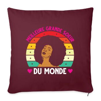 Meilleure grande soeur monde vintage femme noire - Housse de coussin décorative 45 x 45 cm - bordeaux - Devant