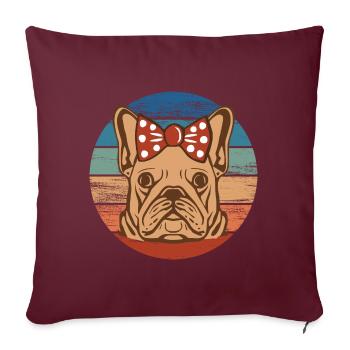 Bouledogue Français Fille Tête de Chien Arc-en-ciel - Housse de coussin décorative 45 x 45 cm - bordeaux - Devant