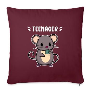 TEENAGER TEE NAGER MAUS TRINKEN GETRÄNK TEEBEUTEL - Sofakissenbezug 45 x 45 cm - Burgunderrot - Vorne
