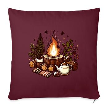 FIRE PIT WINTER CHRISTMAS SCARF TEAPOT GREEN - Sofa pillowcase 17,3'' x 17,3'' (45 x 45 cm) - burgundy - Front