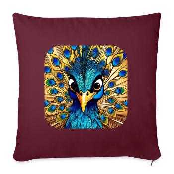 Niedlicher Pfau II - Sofakissenbezug 45 x 45 cm - Burgunderrot - Vorne