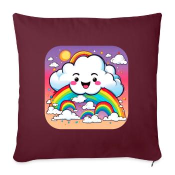 Nuage mignon avec arc-en-ciel - Housse de coussin décorative 45 x 45 cm - bordeaux - Devant