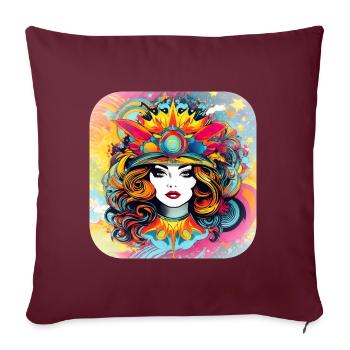 Motif psychédélique Femme - Housse de coussin décorative 45 x 45 cm - bordeaux - Devant