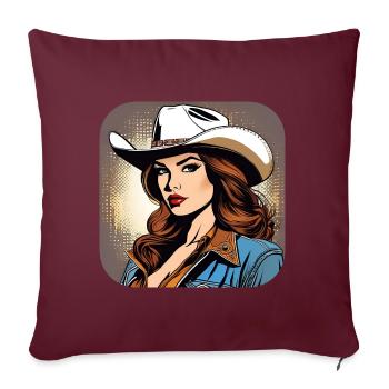 Fille de l’Ouest cool - Housse de coussin décorative 45 x 45 cm - bordeaux - Devant