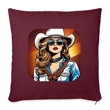 Fille de l’Ouest cool - Housse de coussin décorative 45 x 45 cm - bordeaux - Devant