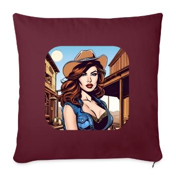 Fille de l’Ouest cool - Housse de coussin décorative 45 x 45 cm - bordeaux - Devant