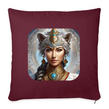 Chaman animal mystique - Housse de coussin décorative 45 x 45 cm - bordeaux - Devant
