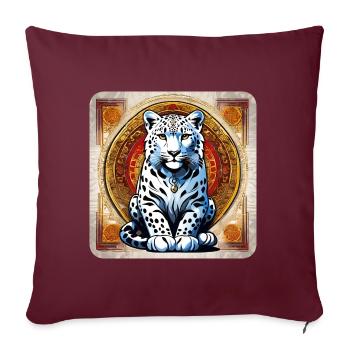 Motif mystique Mystérieux léopard des neiges - Housse de coussin décorative 45 x 45 cm - bordeaux - Devant