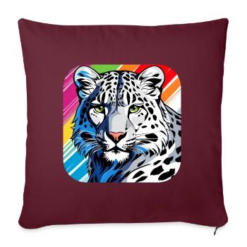 Motif mystique Mystérieux léopard des neiges - Housse de coussin décorative 45 x 45 cm - bordeaux - Devant