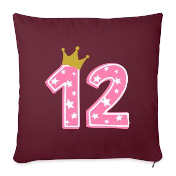 12 Krone 12ème anniversaire 12 ans - Housse de coussin décorative 45 x 45 cm - bordeaux - Devant