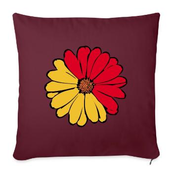 Motif Fleur Années 70 - Housse de coussin décorative 45 x 45 cm - bordeaux - Devant