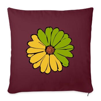 Fleur jaune vert jaune vert fleur - Housse de coussin décorative 45 x 45 cm - bordeaux - Devant