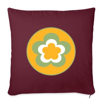 des années 70 motif de fleur - Housse de coussin décorative 45 x 45 cm - bordeaux - Devant
