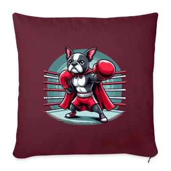 Boxe canine - Housse de coussin décorative 45 x 45 cm - bordeaux - Devant