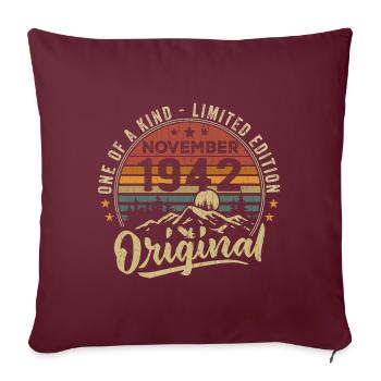 Millésime Novembre 1942 Cadeau Rétro Novembre 1942 - Housse de coussin décorative 45 x 45 cm - bordeaux - Devant