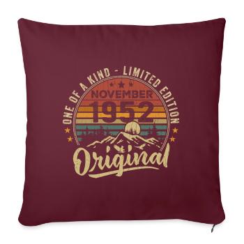 Millésime Novembre 1952 Cadeau Rétro Novembre 1952 - Housse de coussin décorative 45 x 45 cm - bordeaux - Devant