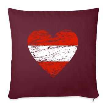 Drapeau Autriche coeur vintage amour Autriche Vienne - Housse de coussin décorative 45 x 45 cm - bordeaux - Devant