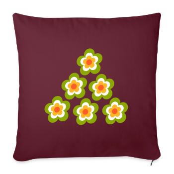 Années 70 Fleur Motif Rétro Hippie Fleurs Puissance - Housse de coussin décorative 45 x 45 cm - bordeaux - Devant