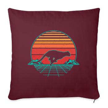 Retro Vintage Retrowave Cheetah Africa Cat - Housse de coussin décorative 45 x 45 cm - bordeaux - Devant