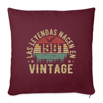 Naissance des légendes 1981 Cadeau d’anniversaire 1981 - Housse de coussin décorative 45 x 45 cm - bordeaux - Devant
