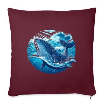 Baleine bleue - Housse de coussin décorative 45 x 45 cm - bordeaux - Devant