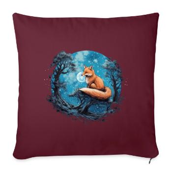 Fox Forest Moon Fable, conte de fées mythique - Housse de coussin décorative 45 x 45 cm - bordeaux - Devant