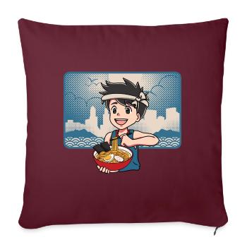 Anime Manga Kawaii Junge Japan Ramen Essen - Sofakissenbezug 45 x 45 cm - Burgunderrot - Vorne