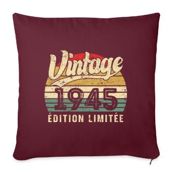 Vintage 1945 Limited Edition Geburtstagsgeschenk - Sofakissenbezug 45 x 45 cm - Burgunderrot - Vorne