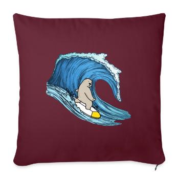 Surfing Polar Bear - Cadeau pour les amoureux de l’ours polaire - Housse de coussin décorative 45 x 45 cm - bordeaux - Devant