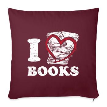 Lire les livres - Housse de coussin décorative 45 x 45 cm - bordeaux - Devant