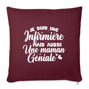Je suis une infirmière et une maman géniale - Housse de coussin décorative 45 x 45 cm - bordeaux - Devant