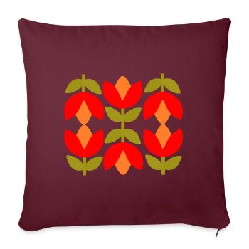 Années 70 Fleur Motif Rétro Hippie Fleurs Puissance - Housse de coussin décorative 45 x 45 cm - bordeaux - Devant