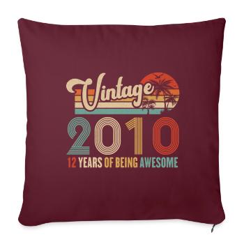 Vintage 2010 Anniversaire 12 ans D'être Awesome - Housse de coussin décorative 45 x 45 cm - bordeaux - Devant