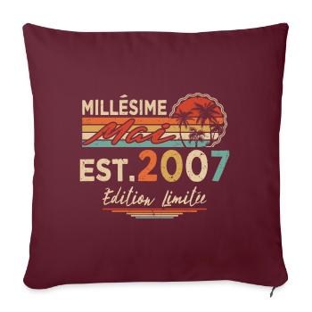 Millésime Né(e) Mai 2007 Cadeau Anniversaire - Housse de coussin décorative 45 x 45 cm - bordeaux - Devant