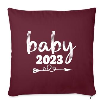 Bébé 2023 Grossesse Annoncer Naissance Bébé - Housse de coussin décorative 45 x 45 cm - bordeaux - Devant