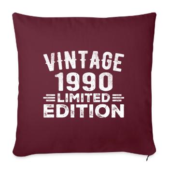 Année de naissance 1990 Année de naissance Millésime 1990 - Housse de coussin décorative 45 x 45 cm - bordeaux - Devant