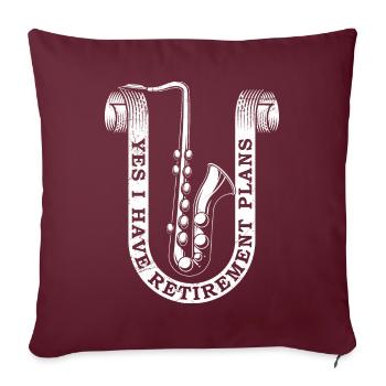 Retraite de saxophone, cadeau de musique de jazz pour retraité - Housse de coussin décorative 45 x 45 cm - bordeaux - Devant
