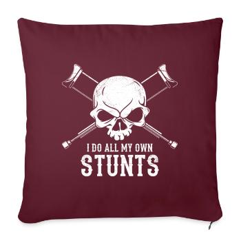 I Do All My Own Stunts, stuntman krücke - Sofakissenbezug 45 x 45 cm - Burgunderrot - Vorne