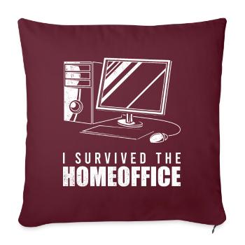 J'ai survécu au Home Office - Housse de coussin décorative 45 x 45 cm - bordeaux - Devant