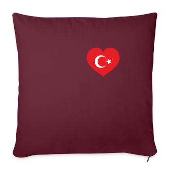 Herz Halbmond Stern Türkei Fahne Flagge Istanbul - Sofakissenbezug 45 x 45 cm - Burgunderrot - Vorne