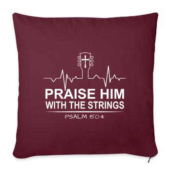 Louez-le avec les cordes de la musique d’église chrétienne - Housse de coussin décorative 45 x 45 cm - bordeaux - Devant