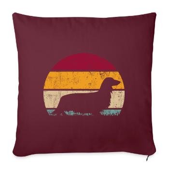 Teckel allemand à poil long Teckel à poil long Retro - Housse de coussin décorative 45 x 45 cm - bordeaux - Devant