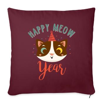 Bonne année 2019 Réveillon du Nouvel An Chat - Housse de coussin décorative 45 x 45 cm - bordeaux - Devant
