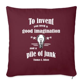 Inventeur - imagination - Housse de coussin décorative 45 x 45 cm - bordeaux - Devant