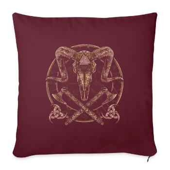 Wikinger Ziegen Schädel Runen Vegvisir Geschenk - Sofakissenbezug 45 x 45 cm - Burgunderrot - Vorne