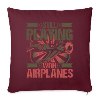 Airplane Aircraft Aviator Pilot - Sofakissenbezug 45 x 45 cm - Burgunderrot - Vorne
