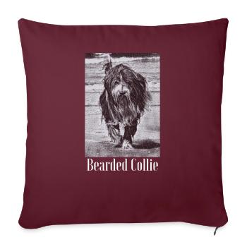 Bearded Collie - Sofakissenbezug 45 x 45 cm - Burgunderrot - Vorne