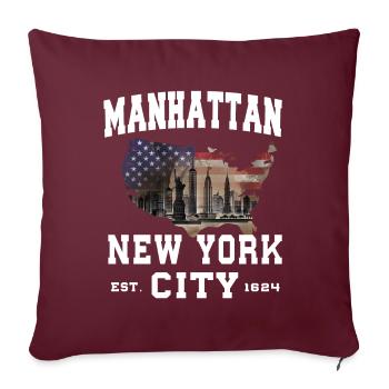 New York City - Housse de coussin décorative 45 x 45 cm - bordeaux - Devant