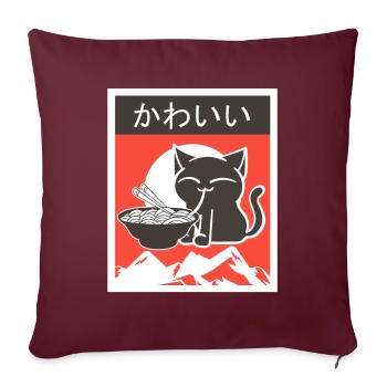 Kawaii Anime Manga chats Chats Ramen Cadeau - Housse de coussin décorative 45 x 45 cm - bordeaux - Devant
