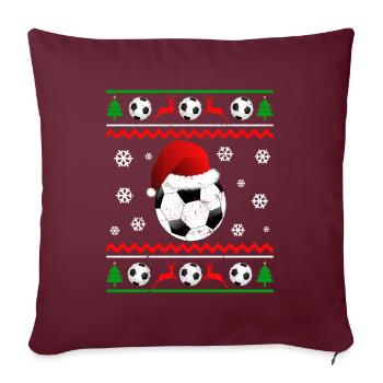 Weihnachten Fußball Geschenk Xmas - Sofakissenbezug 45 x 45 cm - Burgunderrot - Vorne